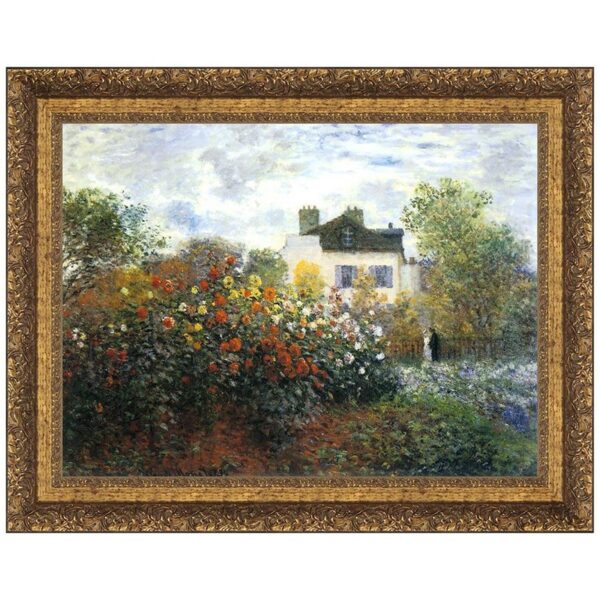 Design Toscano DA3924 47 Inch Monets Garden at Argenteuil The Dahlias 1873 Canvas Replica Painting - Grande