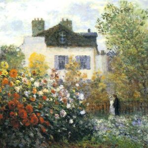 Design Toscano DA3921 15 Inch Monets Garden at Argenteuil The Dahlias 1873 Canvas Replica Painting - Small