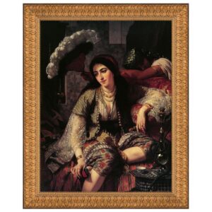 Design Toscano DA4362 23 1/2 Inch Algerian Woman and Her Slave Framed Canvas Replica Painting - Medium