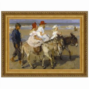 Design Toscano DA4702 29 1/2 Inch Donkey Rides On The Beach 1901 Canvas Replica Painting - Medium