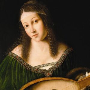 Design Toscano DA4782 24 1/4 Inch Lady Playing a Lute 1530 Canvas Replica Painting - Medium