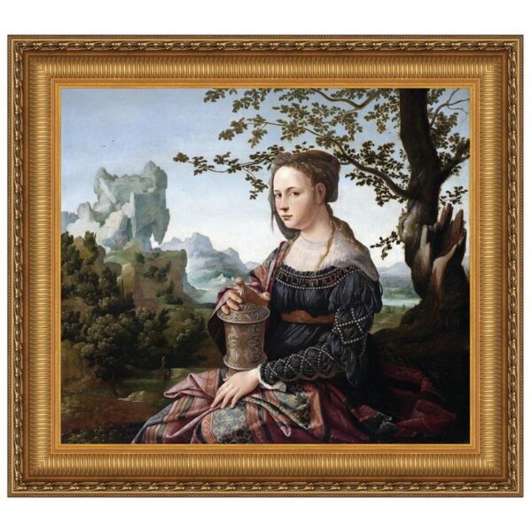 Design Toscano DA4813 41 1/4 Inch Mary Magdalene 1530 Framed Canvas Replica Painting - Large