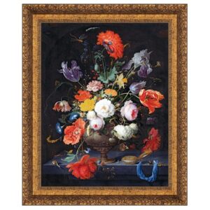 Design Toscano DA4853 30 1/2 Inch Still Life with Flowers and A Watch 1679 Canvas Replica Painting - Large