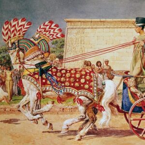 Design Toscano DA5033 42 1/2 Inch Nefertiti in Her Royal Chariot 1930 Canvas Replica Painting - Large