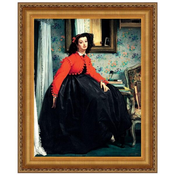 Design Toscano DA5142 24 1/4 Inch Portrait of Mlle. L.L. Young Lady in Red Jacket 1864 Canvas Replica Painting - Medium