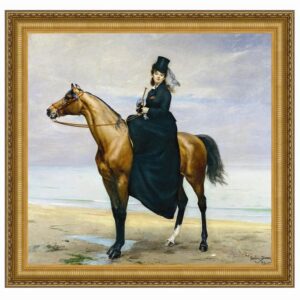 Design Toscano DA5193 33 Inch Equestrian Portrait of Mademoiselle Croizette 1873 Canvas Replica Painting - Large