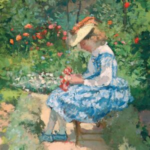 Design Toscano DA5202 24 1/4 Inch Jeanne in The Garden Pontoise 1872 Canvas Replica Painting - Medium