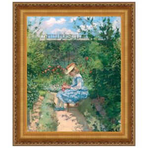 Design Toscano DA5201 16 1/4 Inch Jeanne in The Garden Pontoise 1872 Canvas Replica Painting - Small