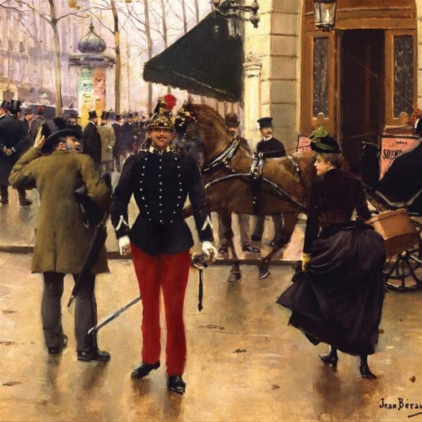 Design Toscano DA5252 31 1/4 Inch Boulevard Des Capucines and Vaudeville Theatre in Paris 1889 Canvas Replica Painting - Medium