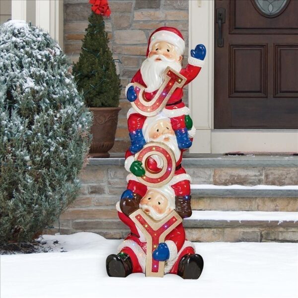 Design Toscano DB383105 24 Inch Stacked Santas Illuminated Statue