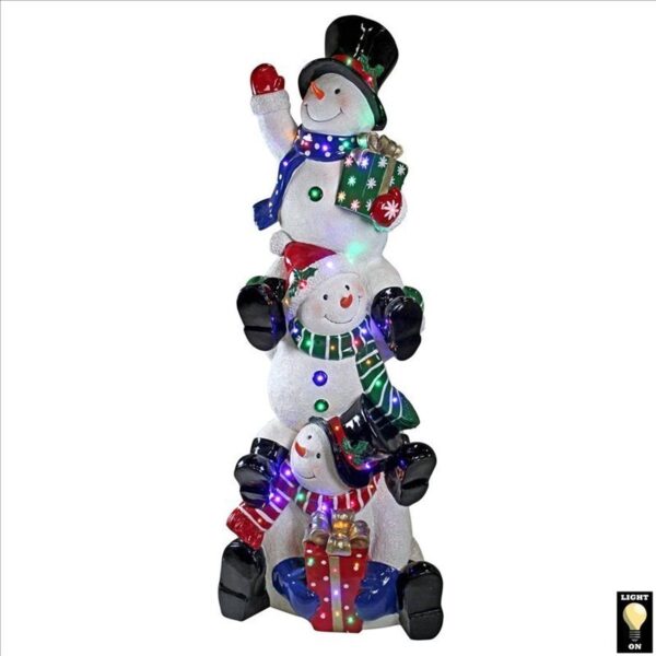 Design Toscano DB383115 22 Inch Stacked Snowman LED Illuminated Statue