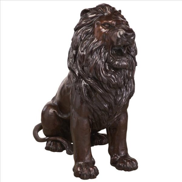 Design Toscano DK25051 19 1/2 Inch Sentinel Lion Cast Bronze Garden Statue - Left