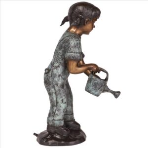 Design Toscano DK262 9 Inch Watering Can Caitlyn Little Gardner Cast Bronze Garden Statue