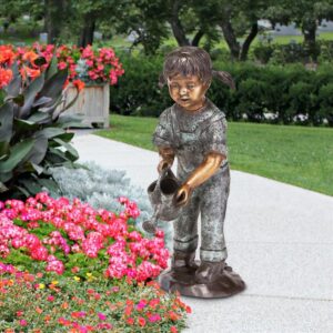 Design Toscano DK262 9 Inch Watering Can Caitlyn Little Gardner Cast Bronze Garden Statue