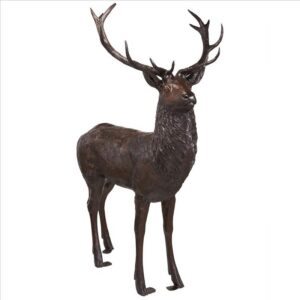 Design Toscano DK26831 27 1/2 Inch Standing Stag Deer Cast Bronze Garden Statue