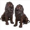 Design Toscano DK92505 19 1/2 Inch Sentinel Lion Cast Bronze Garden Statue Set of Two