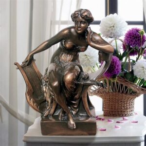 Design Toscano EU14127 14 1/2 Inch Mademoiselle with Harp Sappho