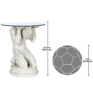 Design Toscano EU34295 16 Inch Neoclassical Male Glass Topped Table