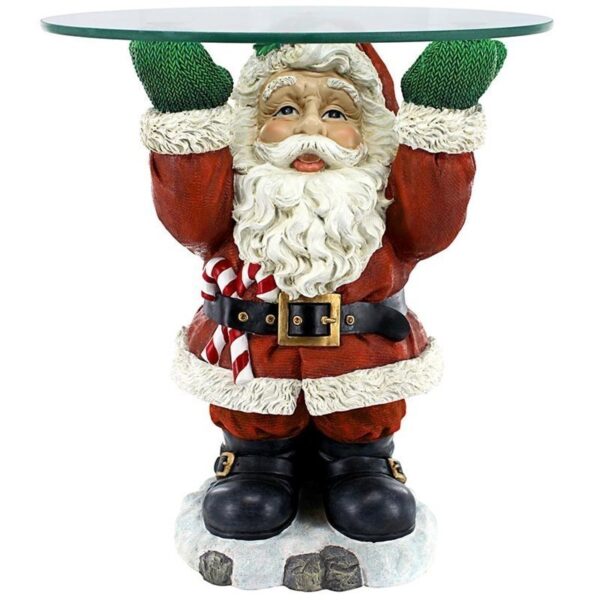 Design Toscano EU9285 18 Inch Santa Claus Holiday Glass Topped Table