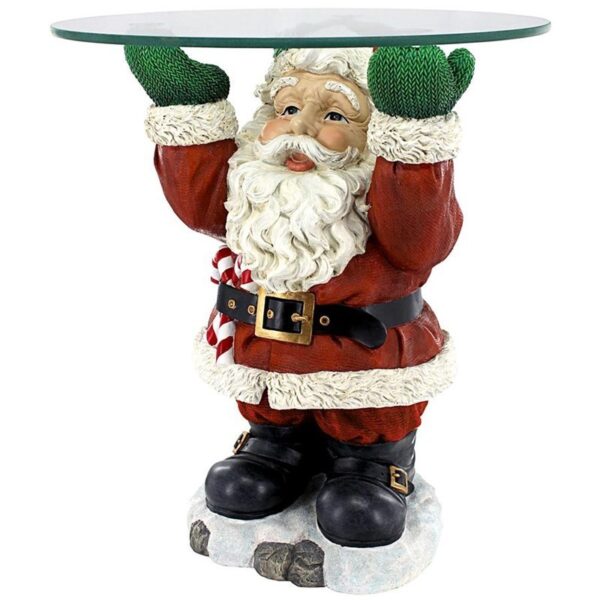 Design Toscano EU9285 18 Inch Santa Claus Holiday Glass Topped Table