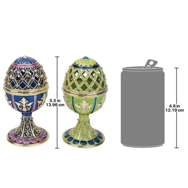 Design Toscano FH922651 Romanov Style Enameled Eggs 3 Inch Jeweled Trellis Eggs , Set of 2