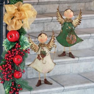 Design Toscano FU978828 11 1/2 Inch Holiday Helpers Metal Angel Statue