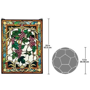 Design Toscano HD597 19 Inch Grape Vineyard Stained Glass Window