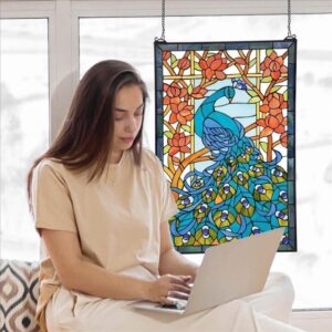 Design Toscano HD715 23 Inch Peacocks Paradise Window