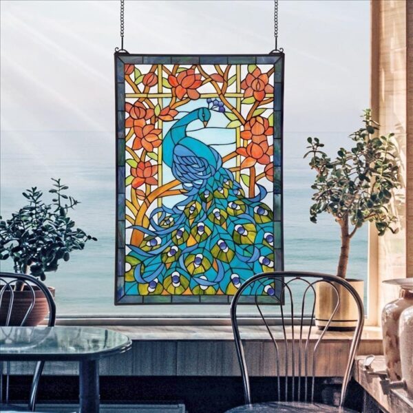 Design Toscano HD715 23 Inch Peacocks Paradise Window