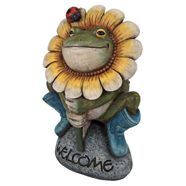 Design Toscano HF300725 7 Inch Flowery Frog Garden Welcome Statue