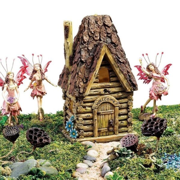 Design Toscano HF330884 7 1/2 Inch Woodland Fairy Garden House Statue