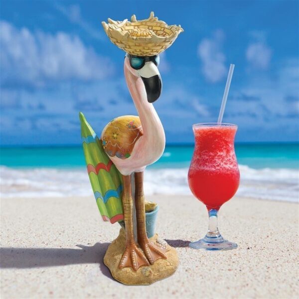 Design Toscano HF616576 8 Inch Luau Larry Flamingo Statue