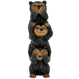 Design Toscano HT142927 3 1/2 Inch Speak Hear See No Evil Stacked Black Bears