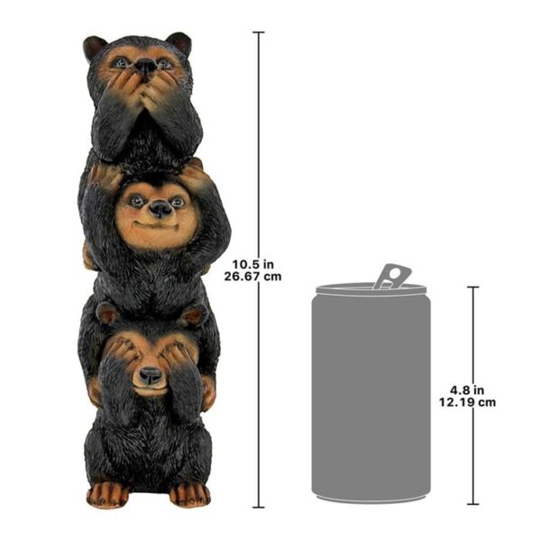 Design Toscano HT142927 3 1/2 Inch Speak Hear See No Evil Stacked Black Bears