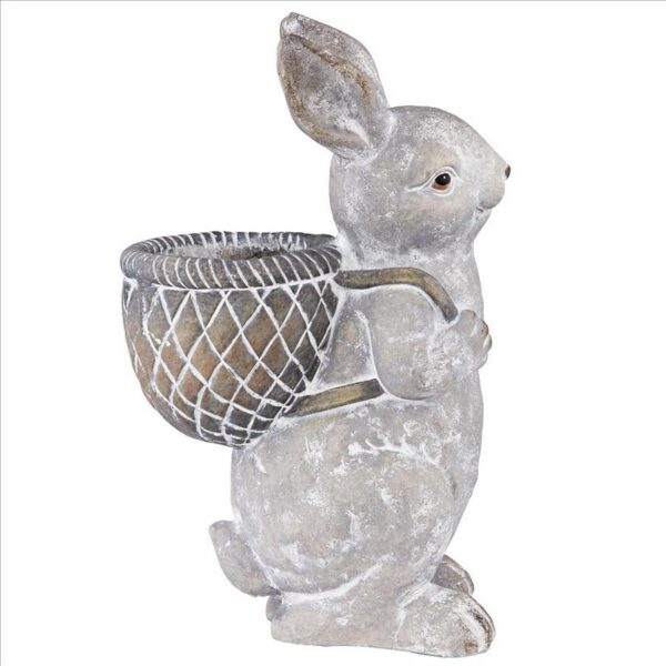 Design Toscano HT21051041 10 Inch Bunny with Basket Easter Rabbit Statue