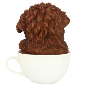 Design Toscano HT8750 4 1/2 Inch Poodle Pup in Cup - Red