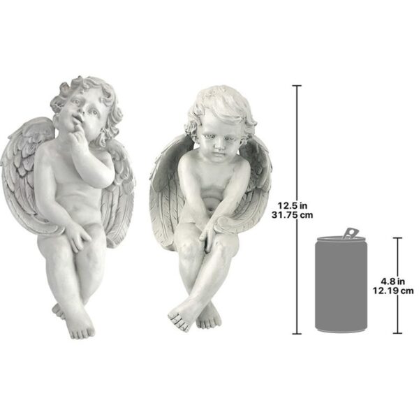 Design Toscano JE9101261 8 Inch Meditation and Contemplation Cherubs - Antique Stone