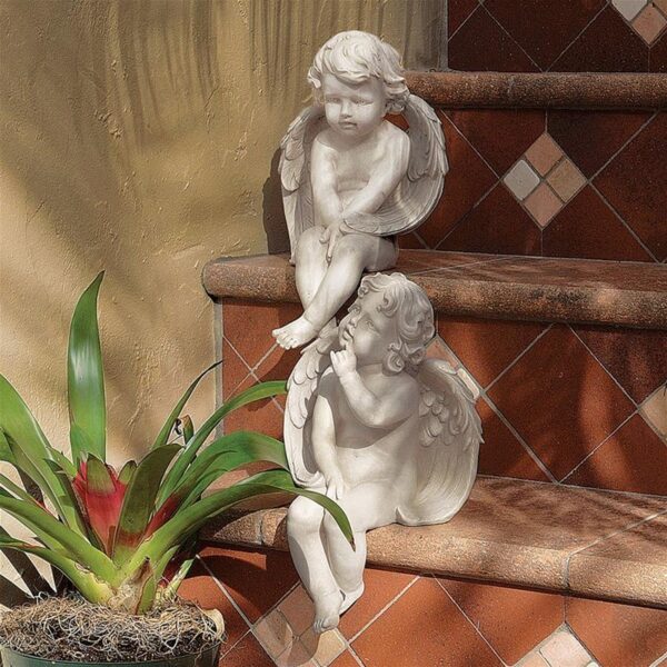 Design Toscano JE9101261 8 Inch Meditation and Contemplation Cherubs - Antique Stone