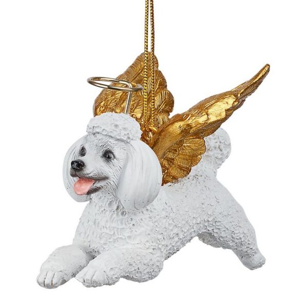 Design Toscano JH170731 3 1/2 Inch Honor The Pooch White Poodle Holiday Dog Angel Ornament