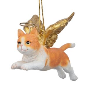 Design Toscano JH170738 4 Inch Honor The Feline Orange Tabby Holiday Cat Angel Ornament