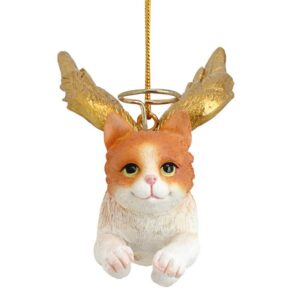 Design Toscano JH170738 4 Inch Honor The Feline Orange Tabby Holiday Cat Angel Ornament