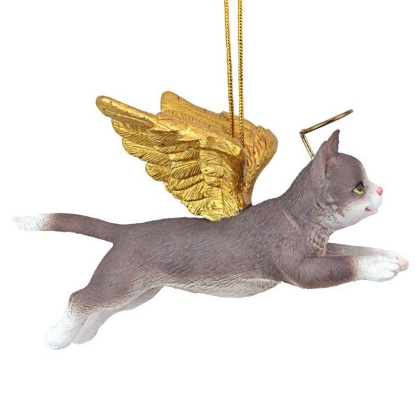 Design Toscano JH170740 4 Inch Honor The Feline Grey Tabby Holiday Cat Angel Ornament