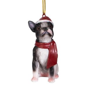 Design Toscano JH576302 2 1/2 Inch Boston Terrier Holiday Dog Ornament Sculpture