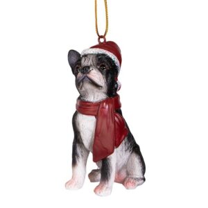 Design Toscano JH576302 2 1/2 Inch Boston Terrier Holiday Dog Ornament Sculpture