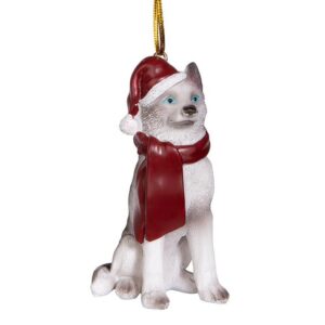 Design Toscano JH576306 2 1/2 Inch Siberian Husky Holiday Dog Ornament Sculpture