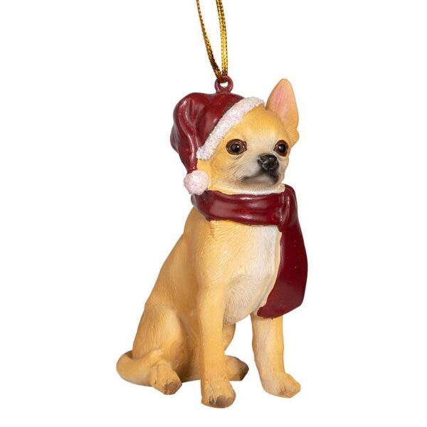 Design Toscano JH576307 2 1/2 Inch Chihuahua Holiday Dog Ornament Sculpture