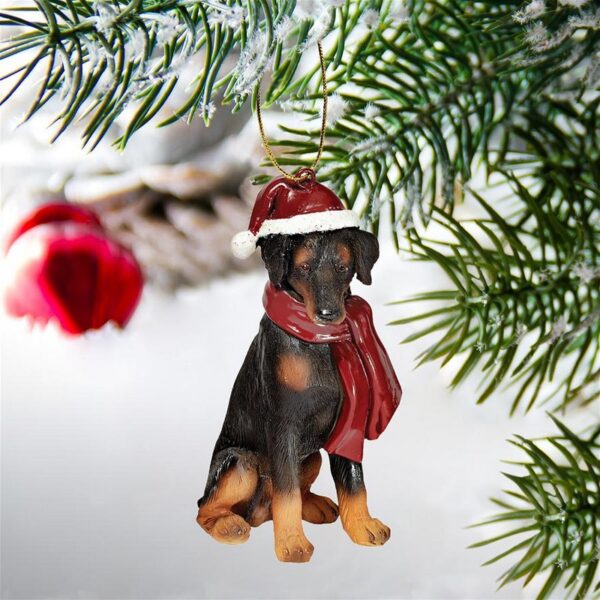 Design Toscano JH576309 2 1/2 Inch Doberman Pinscher Holiday Dog Ornament Sculpture