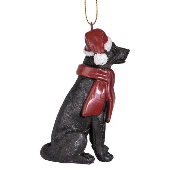 Design Toscano JH576310 2 1/2 Inch Black Labrador Retriever Holiday Dog Ornament Sculpture