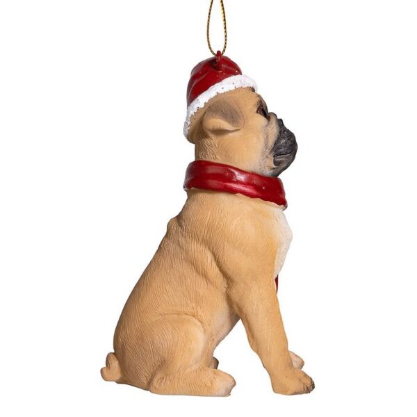 Design Toscano JH576315 2 1/2 Inch Pug Holiday Dog Ornament Sculpture