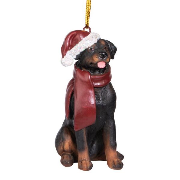 Design Toscano JH576316 2 1/2 Inch Rottweiler Holiday Dog Ornament Sculpture